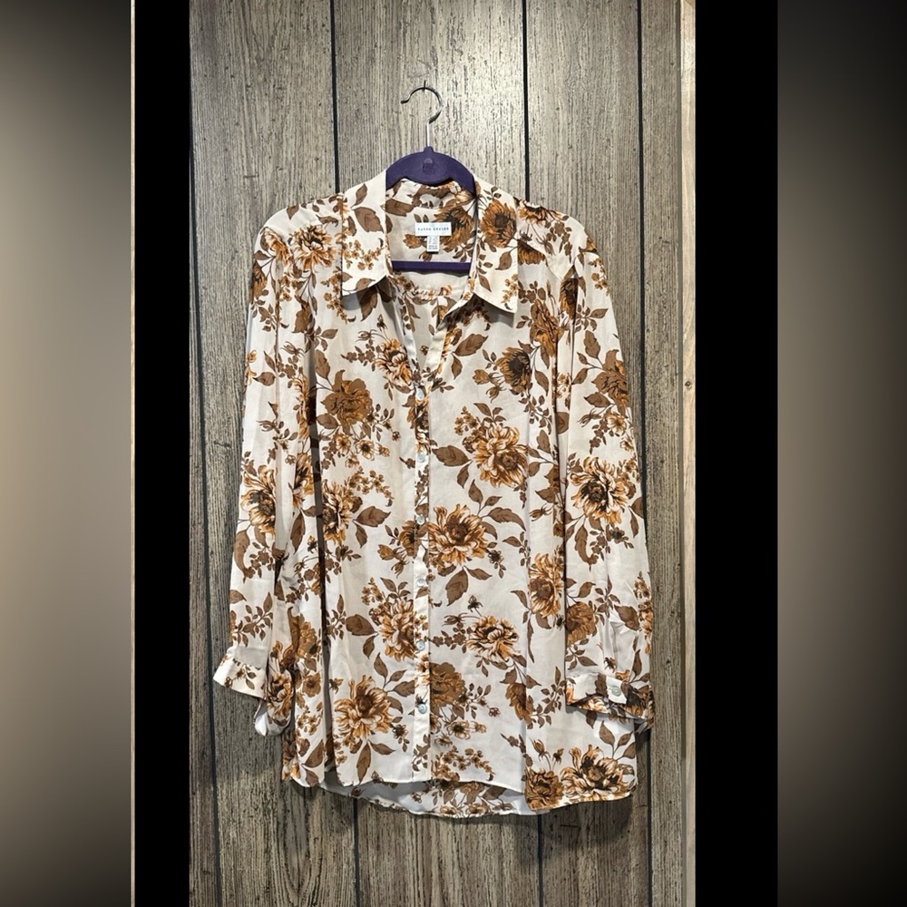 Susan Graver Petite Printed Woven Button-Front Shirt